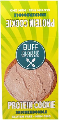 Buff Bake, Protein Cookie, Snickerdoodle, 12 Cookies, 2.82 oz (80 g) Each ,والمكملات الغذائية، والبروتين، والوجبات الخفيفة، والكعك