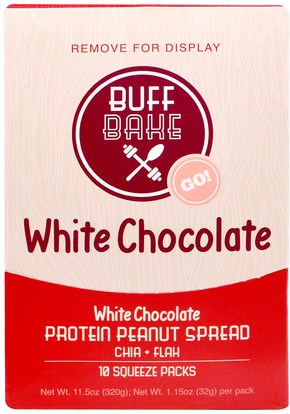 Buff Bake, White Chocolate Protein Peanut Spread, 10 Squeeze Packs, 1.15 oz (32 g) Each ,الطعام، المربيات، سبرياد