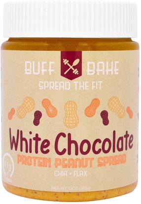 Buff Bake, White Chocolate Protein Peanut Spread, 13 oz (368 g) ,الغذاء، زبدة الفول السوداني، المربيات تنتشر