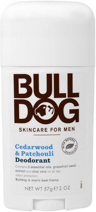 Bulldog Skincare For Men, Deodorant, Cedarwood & Patchouli, 2 oz (57 g) ,الصحة، الرجال، حمم، الجمال