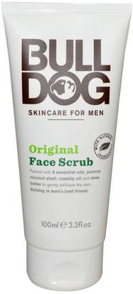 Bulldog Skincare For Men, Face Scrub, Original, 3.3 fl oz (100 ml) ,الجمال، رجل العناية بالبشرة، تقشير الوجه