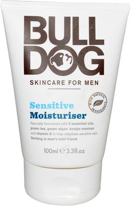 Bulldog Skincare For Men, Sensitive Moisturizer, 3.3 fl oz (100 ml) ,الجمال، العناية بالوجه، نوع الجلد الوردية، البشرة الحساسة، الكريمات المستحضرات، الأمصال