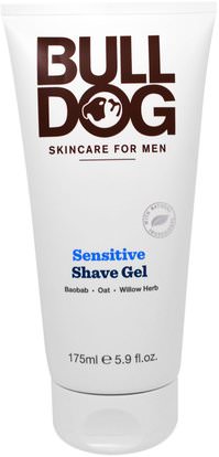 Bulldog Skincare For Men, Sensitive Shave Gel, 5.9 fl oz (175 ml) ,الجمال، رجل العناية بالبشرة، كريم الحلاقة