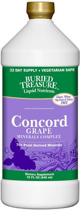 Buried Treasure, Liquid Nutrients, 70+ Plant Derived Minerals, Concord Grape, 32 fl oz (946 ml) ,المكملات الغذائية، المعادن، المعادن السائلة، الفيتامينات الكنز المدفونة والمعادن