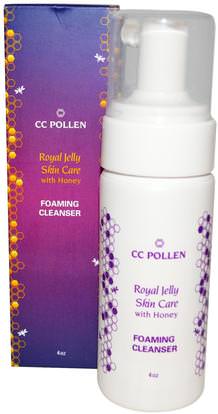 C.C. Pollen, Foaming Cleanser, Royal Jelly Skin Care, with Honey, 4 oz ,الجمال، العناية بالوجه، منظفات الوجه