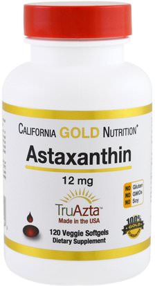 California Gold Nutrition, CGN, Astaxanthin, Triple-Strength, Natural, U.S. Sourced & Made, No GMOs, 12mg, 120 Veggie Softgels ,المكملات الغذائية، مضادات الأكسدة، أستازانتين، أستازانتين كغن