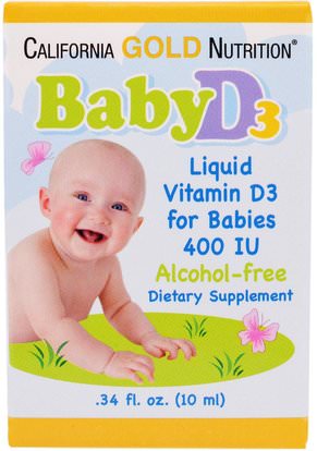 California Gold Nutrition, CGN, Baby Vitamin D3 Drops, 400 IU.34 fl oz (10 ml) ,كغن الرضع فيتامين d3، الامهات كغن والرضع