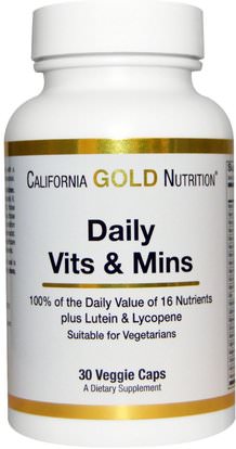California Gold Nutrition, CGN, Daily Vitamins & Minerals with Biotin, 30 Veggie Caps ,كغن يوميا فيتس & دقيقة
