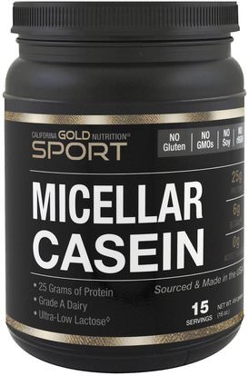 California Gold Nutrition, CGN, Micellar Casein Protein, Ultra-Low Lactose, Gluten Free, 16 oz (454 g) ,كغن الرياضة النقية، بروتينات كغن