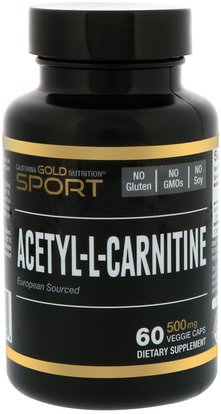 California Gold Nutrition, CGN, Sport, Acetyl-L-Carnitine, 500 mg, 60 Veggie Caps ,كغن الرياضة النقية، كغن الأحماض الأمينية، مكافحة الشيخوخة