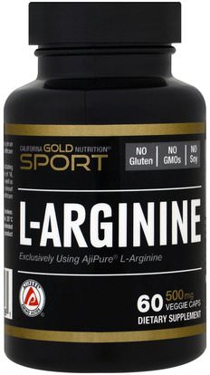 California Gold Nutrition, CGN, Sport, L-Arginine, AjiPure, 500 mg, 60 Veggie Caps ,كغن الرياضة النقية، كغن الأحماض الأمينية
