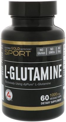 California Gold Nutrition, CGN, Sport, L-Glutamine, AjiPure, 1000 mg, 60 Veggie Caps ,كغن الرياضة النقية، كغن الأحماض الأمينية