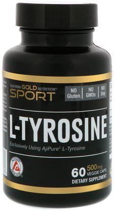California Gold Nutrition, CGN, Sport, L-Tyrosine, 500 mg, 60 Veggie Caps ,كغن الرياضة النقية، كغن الأحماض الأمينية