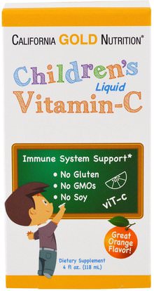 California Gold Nutrition, CGN, Childrens Liquid Vitamin C, Orange Flavor, No GMOs, 4 fl oz (118 ml) ,الفيتامينات، فيتامين ج