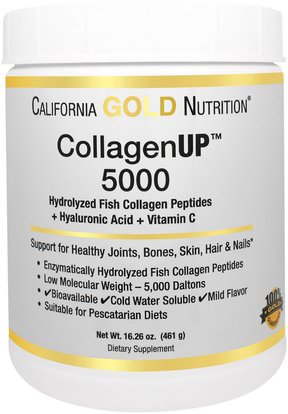 California Gold Nutrition, CGN, CollagenUP٠5000, Marine-Sourced Collagen Peptides + Hyaluronic Acid & Vitamin C, 16.26 oz (461 g) ,كولاجينوب كغن