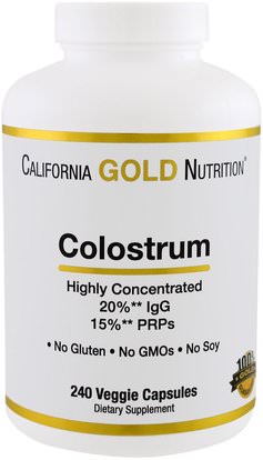 California Gold Nutrition, CGN, Colostrum, 240 Veggie Capsules ,كغن اللبأ، والمكملات الغذائية، اللبأ