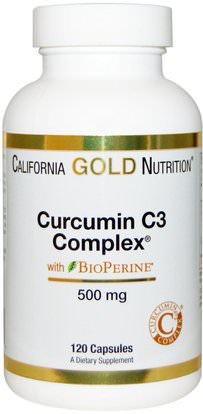 California Gold Nutrition, CGN, Curcumin C3 Complex, 500 mg, 120 Veggie Capsules ,كركن الكركمين الكركم، والمكملات الغذائية، الكركمين c3 معقدة