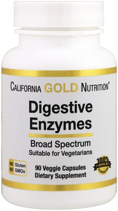 California Gold Nutrition, CGN, Digestive Enzymes, 90 Veggie Capsules ,والمكملات الغذائية، والإنزيمات، والإنزيمات كغن