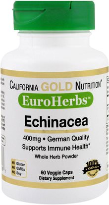 California Gold Nutrition, CGN, EuroHerbs, Echinacea, 400 mg, 60 Veggie Caps ,كورن ورهورهبس، والمكملات الغذائية، إشنسا