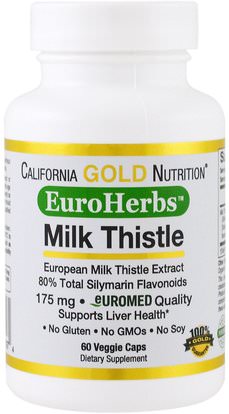 California Gold Nutrition, CGN, EuroHerbs, Milk Thistle Extract, Clinical Strength, 60 Veggie Caps ,كغن الحليب الشوك، كورن يورهوربس