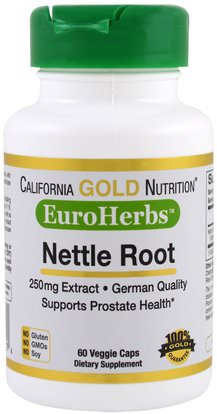 California Gold Nutrition, CGN, EuroHerbs, Nettle Root Extract, 250 mg, 60 Veggie Caps ,كورن وروهيربس، الأعشاب