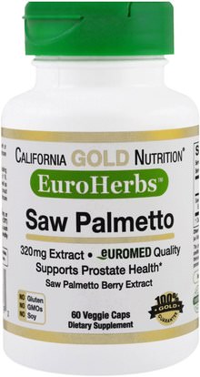 California Gold Nutrition, CGN, EuroHerbs, Saw Palmetto Extract, 320 mg, 60 Veggie Caps ,كورن يورويرهبس، الصحة، الرجال
