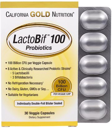 California Gold Nutrition, CGN, LactoBif Probiotics, 100 Billion CFU, 30 Veggie Caps ,كغن لاكتوبيف بروبيوتيك، والمكملات الغذائية، البروبيوتيك
