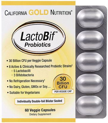 California Gold Nutrition, CGN, LactoBif Probiotics, 30 Billion CFU, 60 Veggie Caps ,كغن لاكتوبيف بروبيوتيك
