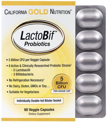 California Gold Nutrition, CGN, LactoBif Probiotics, 5 Billion CFU, 60 Veggie Caps ,كغن لاكتوبيف بروبيوتيك، والمكملات الغذائية، البروبيوتيك