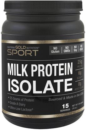 California Gold Nutrition, CGN, Milk Protein Isolate, Ultra-Low Lactose, Gluten Free, 16 oz (454 g) ,كغن الرياضة النقية، بروتينات كغن
