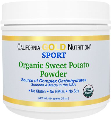 California Gold Nutrition, CGN, Organic Sweet Potato Powder, Complex Carbs, Gluten Free, 16 oz (454 g) ,كغن الرياضة الخالصة، والرياضة، والكربوهيدرات المعقدة