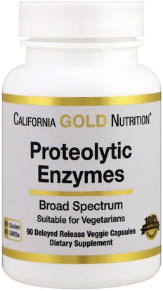 California Gold Nutrition, CGN, Proteolytic Enzymes, 90 Delayed Release Veggie Capsules ,والمكملات الغذائية، والإنزيمات، والإنزيمات كغن