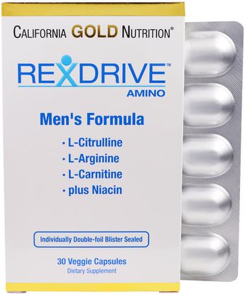 California Gold Nutrition, CGN, Rexdrive Amino, Mens Formula, 30 Veggie Caps ,الفيتامينات، الرجال الفيتامينات، الرجال ريكسدريف كغن