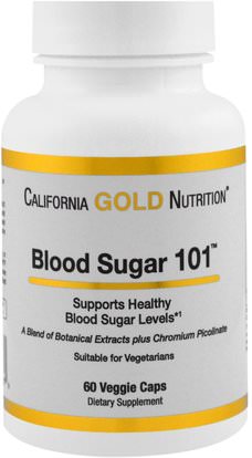 California Gold Nutrition, CGN, Targeted Support, Blood Sugar 101, 60 Veggie Capsules ,كغن الظروف 101، الصحة، نقص السكر في الدم (توازن السكر صحية) الدعم
