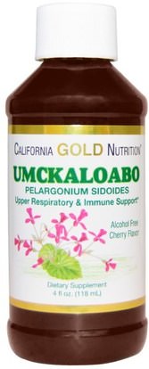 California Gold Nutrition, CGN, Umckaloabo, Alcohol Free, Cherry Flavor, 4 fl oz (118 ml) ,كغن نظام المناعة، والصحة، ونظام المناعة