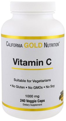 California Gold Nutrition, CGN, Vitamin C, 1,000 mg, 240 Veggie Caps ,الفيتامينات، فيتامين ج