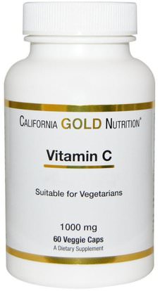 California Gold Nutrition, CGN, Vitamin C, 1,000 mg, 60 Veggie Caps ,المكملات الغذائية، مضادات الأكسدة، الفيتامينات