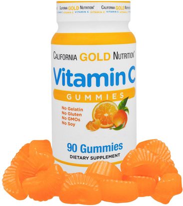 California Gold Nutrition, CGN, Vitamin C Gummies, No GMOs, Gluten Free, 90 Gummies ,المكملات الغذائية، غوميز، فيتامين ج، فيتامين ج غوميز