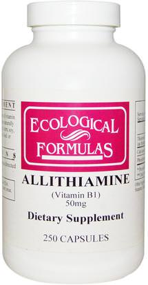 Cardiovascular Research Ltd., Ecological Formulas, Allithiamine (Vitamin B1), 50 mg, 250 Capsules ,الفيتامينات، فيتامين ب، فيتامين ب 1 - الثيامين