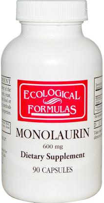 Cardiovascular Research Ltd., Ecological Formulas, Monolaurin, 600 mg, 90 Capsules ,المكملات الغذائية، ايفا اوميجا 3 6 9 (إيبا دا)