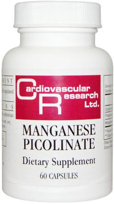 Cardiovascular Research Ltd., Manganese Picolinate, 60 Capsules ,المكملات الغذائية، المعادن، المنغنيز