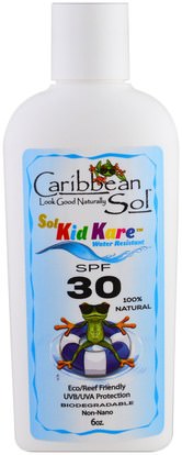 Caribbean Solutions, Sol Kid Kare, SPF 30, Water Resistant, 6 oz ,حمام، الجمال، واقية من الشمس، سف 30-45، والأطفال والطفل واقية من الشمس