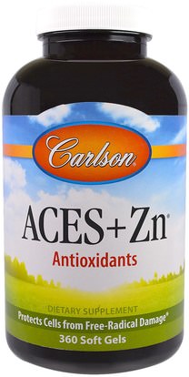 Carlson Labs, Aces + Zn, 360 Soft Gels ,المكملات الغذائية، مضادات الأكسدة، الفيتامينات