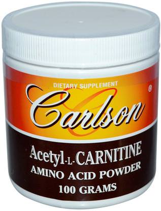 Carlson Labs, Acetyl-L-Carnitine, Amino Acid Powder, 3.53 oz (100 g) ,المكملات الغذائية، والأحماض الأمينية، ل كارنيتين، أسيتيل ل كارنيتين