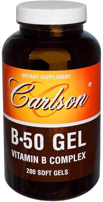 Carlson Labs, B 50 Gel, Vitamin B Complex, 200 Soft Gels ,الفيتامينات، فيتامين ب المعقدة