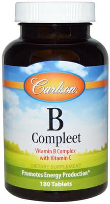 Carlson Labs, B Compleet, 180 Tablets ,الفيتامينات، فيتامين ب المعقدة