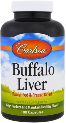 Carlson Labs, Buffalo Liver, 180 Capsules ,والمكملات الغذائية، ومنتجات الكبد، والصحة