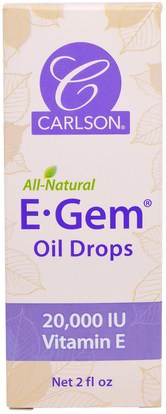 Carlson Labs, E-Gem Oil Drops, 2 fl oz ,الصحة، الجلد، فيتامين ه كريم النفط