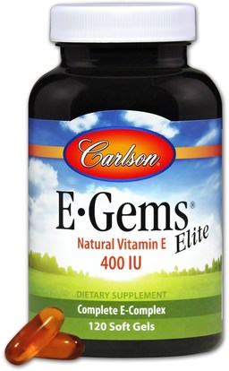 Carlson Labs, E-Gems Elite, Natural Vitamin E, 400 IU, 120 Soft Gels ,الفيتامينات، فيتامين e، 100٪ فيتامين ه الطبيعي