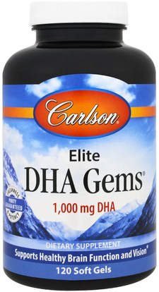 Carlson Labs, Elite DHA Gems, 1,000 mg, 120 Softgels ,المكملات الغذائية، إيفا أوميجا 3 6 9 (إيبا دا)، دا